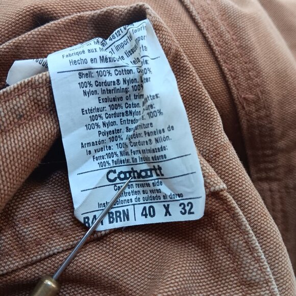Carhartt Mens Vintage Bib Overalls 40x32 Cotton Mexico Double Knee R41BRN Farm - Picture 4 of 8